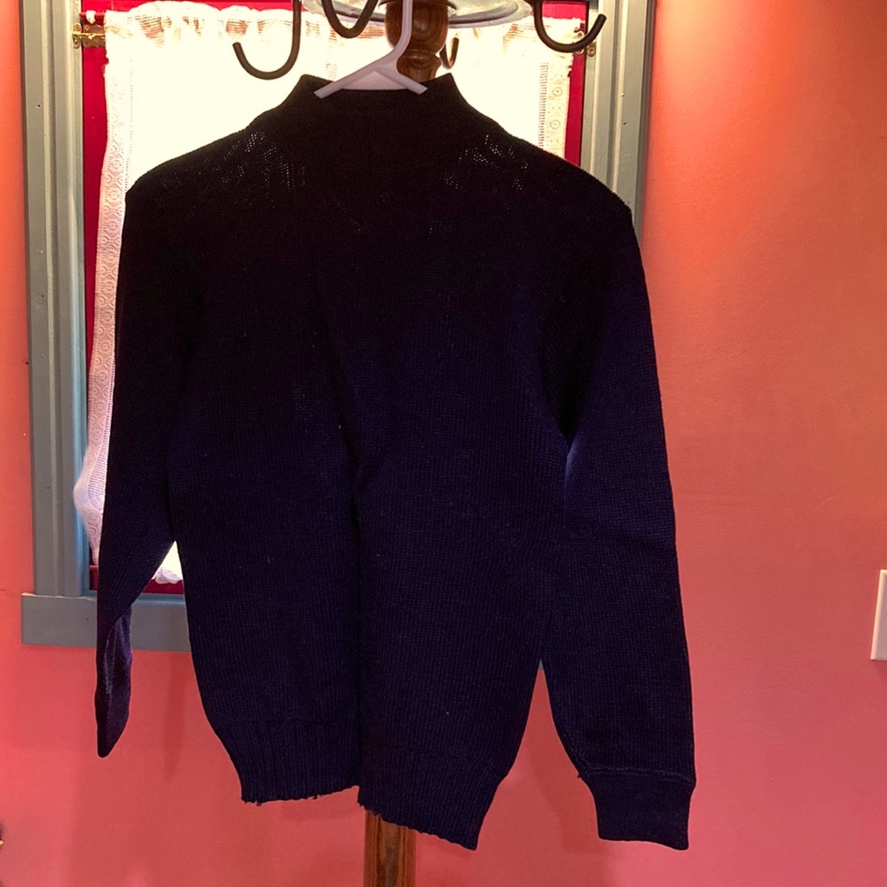 Vintage Black Navy Sweater, 100% Wool.  My Father gave this to me from 1940’s.